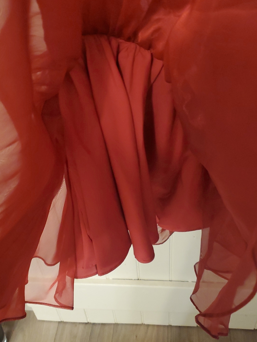 Strapless Red Ruffled Cocktail Dress - Picture 2 of 6